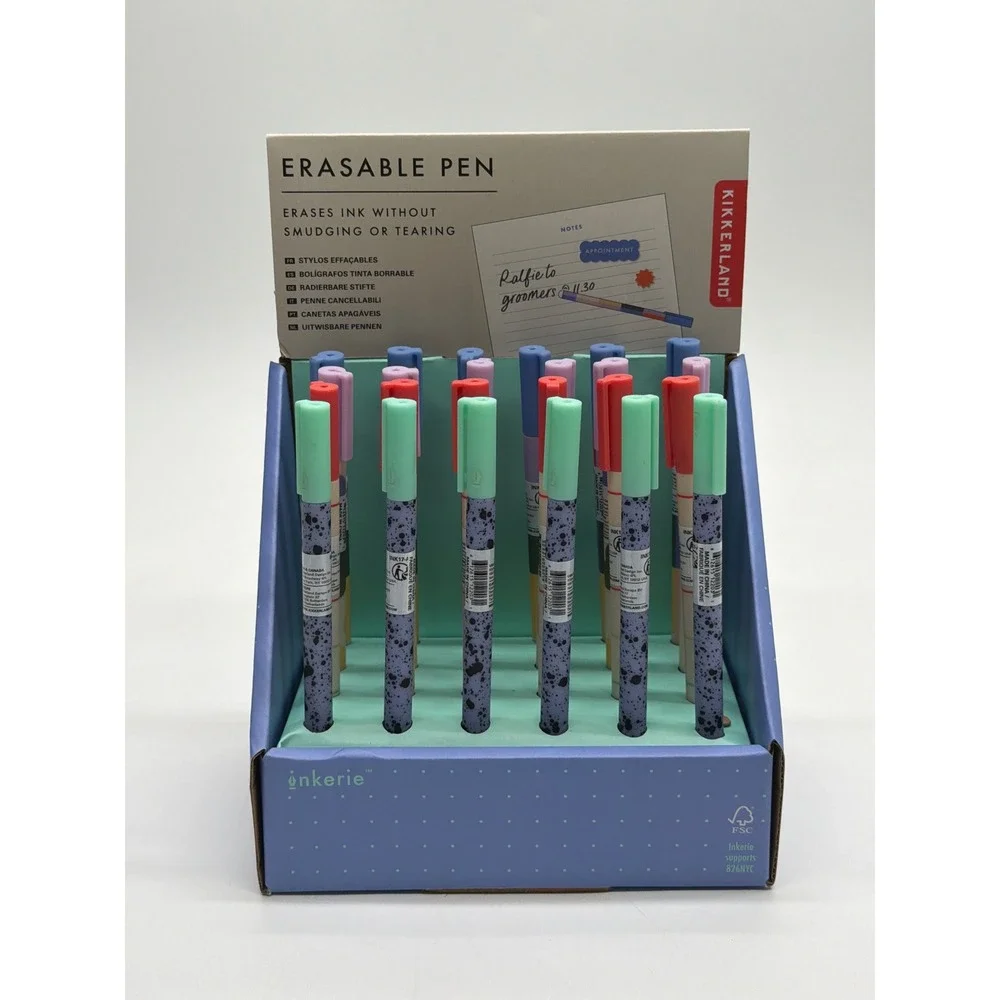 1 pen Kikkerland Inkerie Erasable Pens Blue Ink Speckled